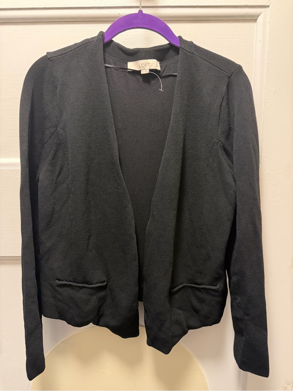 LOFT Black Open-Front Knit Blazer